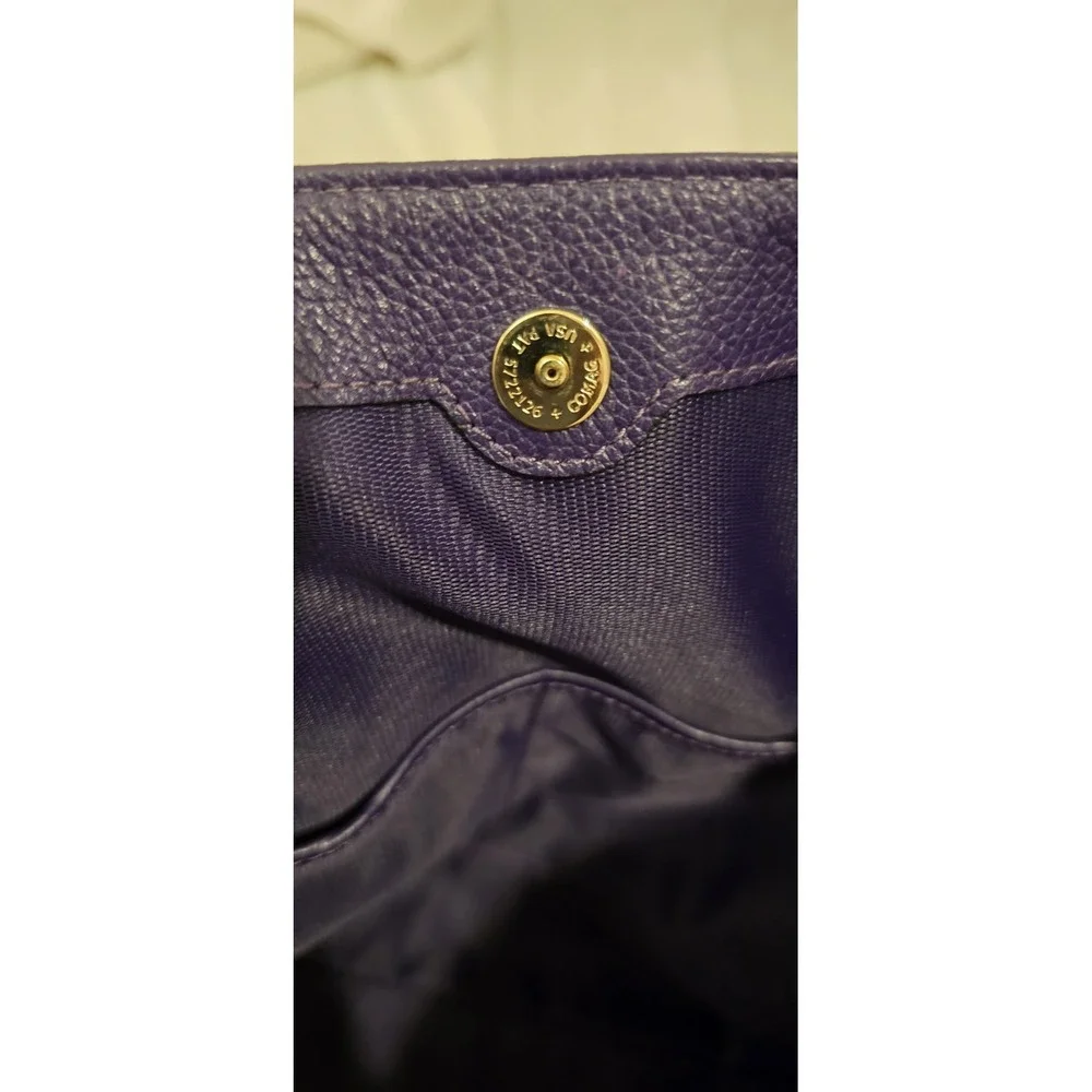 COACH Rich Purple Tumbled‎ Leather Three Compartment Vintage Hobo Shoulder Bag
